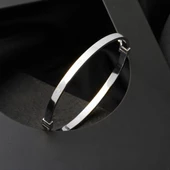 Vidalı Beyaz Kelepçe Altın Bilezik - 7