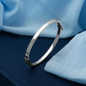 Vidalı Beyaz Kelepçe Altın Bilezik - 4