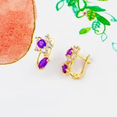 Taşlı Papatya Altın Çocuk Küpesi thumbnail 4