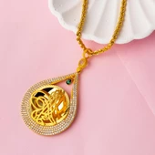 Damla Tuğra Yeşil Taşlı Altın Kolye thumbnail 3