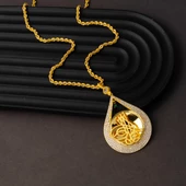 Damla Tuğra Yeşil Taşlı Altın Kolye thumbnail 6