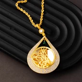 Damla Tuğra Yeşil Taşlı Altın Kolye thumbnail 4