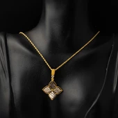 Zambak Kolye & Küpeli Altın Set thumbnail 2