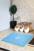 Tilbe Home Silikon Hamur Matı Hamur Açma Pasta Fırın Altlığı Matı Ölçülü Hamur Yoğurma Mavi Orta Boy 50X40 - 5