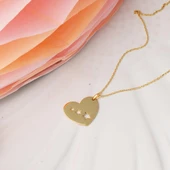 Kalbimin İçinde Yıldızlar Altın Kolye thumbnail 4