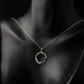 Trend Baget Taşlı Halka Altın Kolye thumbnail 2