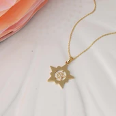 Yıldızlar İçinde Yıldız Altın Kolye thumbnail 4