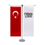 T Düz Masa Bayrağı (Direkli) - 1