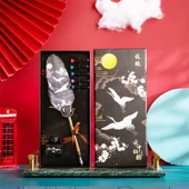 Tüy Divit Kalem Mürekkep 7 li Pirinç Set Cren Kuşu Desenli - 2