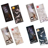 Tüy Divit Kalem Mürekkep 7 li Pirinç Set Cren Kuşu Desenli - 1