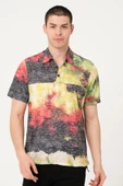 Erkek Desenli Düğmeli Kısa Kollu Polo Yaka T-Shirt - 1