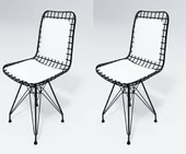 Knsz kafes tel sandalyesi 2 li mazlum syhbyz sırt minderli ofis cafe bahçe mutfak thumbnail 1