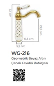 Pure Geometrik Beyaz Gold Tezgah Üstü Çanak Lavabo Armatürü Wg-216 - 2