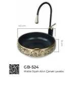 Pure Mat Siyah Gold Tezgah Üstü Çanak Lavabo Gb-524 - 2