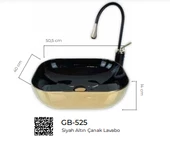 Pure Gold Siyah Tezgah Üstü Çanak Lavabo Gb-525 - 2