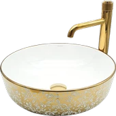Pure Flower Gold White Tezgah Üstü Çanak Lavabo Gw-603 - 1