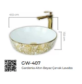Pure Gardenia Gold White Tezgah Üstü Çanak Lavabo Gw-407 - 2