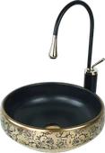 Pure Mat Siyah Gold Tezgah Üstü Çanak Lavabo Gb-524 - 1
