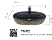 Pure Marble Siyah Gold Tezgah Üstü Çanak Lavabo Tr-112 - 2