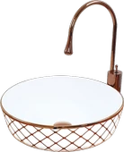 Pure Geometrik Beyaz Bronz Tezgahüstü Çanak Lavabo Rw-101 - 1