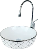 Pure Geometrik Beyaz Gümüş Çanak Lavabo Sw-505 - 1