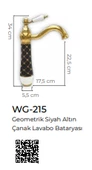 Pure Geometrik Siyah Gold Tezgah Üstü Çanak Lavabo Armatürü Wg-215 - 2