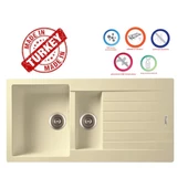 Gradde Krem 50*100 1,5 Göz Granit Eviye - 1