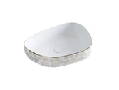 Lena Tezgah Üstü Lavabo Beyaz&Gold E-2107Ab - 1