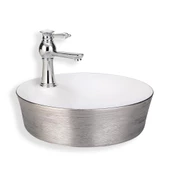Lena Tezgah Üstü Lavabo Sılver&Beyaz E-5002G - 1