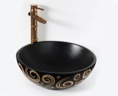 Lena Tezgah Üstü Lavabo Sıyah&Golde-9002 - 1