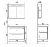 Casılla 80 Cm takım  Banyo Dolabı Satın Grı - 2