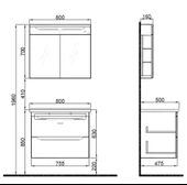 Casılla 80 Cm takım Banyo Dolabı  Vızon - 1