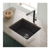 Gradde Siyah 43*37 Tek Göz Damlalıksız Granit Eviye - 2