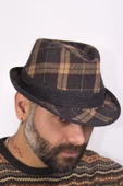 Erkek Ekose Desenli Fötr Şapka Siyah 5111 thumbnail 4