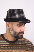 Erkek Ekose Desenli Fötr Şapka Siyah 5111 thumbnail 1