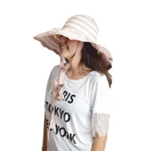 Yazlık Kadın Geniş Kenarlı Şeritli Şapka 5377 thumbnail 2