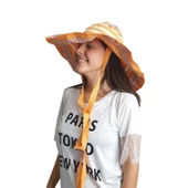 Yazlık Kadın Geniş Kenarlı Şeritli Şapka 5377 thumbnail 6