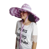 Yazlık Kadın Geniş Kenarlı Şeritli Şapka 5377 thumbnail 5