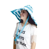 Yazlık Kadın Geniş Kenarlı Şeritli Şapka 5377 thumbnail 4