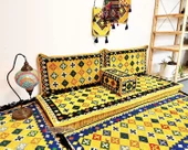 Shark Anatolia Katar Desenli Şark Köşesi İkili Sedir Takımı Hardal - 4