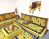 Shark Anatolia Katar Desenli Şark Köşesi İkili Sedir Takımı Hardal - 2