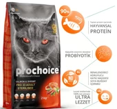 Prochoice Pro 33 Sterilised Somonlu ve Karidesli Kısırlaştırılmış Yetişkin Kedi Maması 2 KG thumbnail 2
