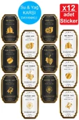 Tilbe Home 12li Zeytinyağı Ayçiçek Limon Suyu Nar Ekşisi Üzüm Sirkesi Elma Sirkesi Yağdanlık Etiket Sticker - 1