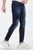 Erkek Skinny Fit Taş Yıkamalı Likralı Jean Kot Pantolon - 4