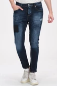 Erkek Skinny Fit Taş Yıkamalı Likralı Jean Kot Pantolon - 6