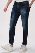 Erkek Skinny Fit Taş Yıkamalı Likralı Jean Kot Pantolon - 1