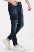 Erkek Skinny Fit Taş Yıkamalı Likralı Jean Kot Pantolon - 5