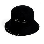 Siyah Piercing Ve Çengelli İğne Modelli Balıkçı Bucket Şapka - 3