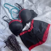 Çapraz Aksesuarlı, Dantelli, Destekli Sütyen-Külot Takımı - 1