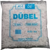 6 MM 1000Lİ PAKET STANDART BEYAZ DÜBEL MADE KOD:001 - 1